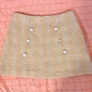 LoveShackFancy Cream Tweed Skirt